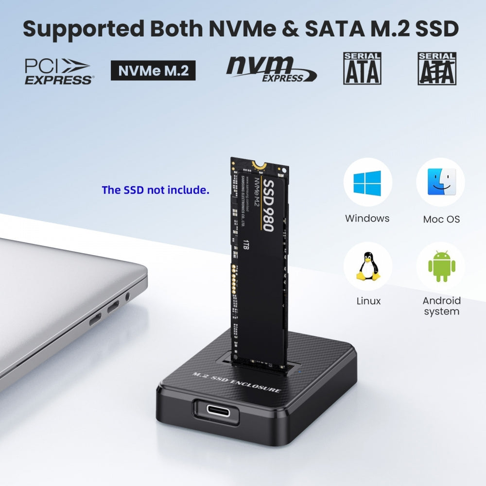 Chenyang USB 3.0 USB-C Type-C to NVME M-key M.2 NGFF SATA SSD Docking Vertical External PCBA Case Enclosure RTL9210B Chipset