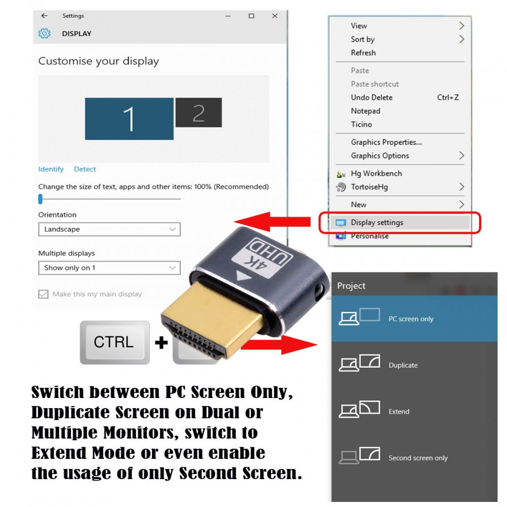 Chenyang CY Virtual Display Adapter 4K HDMI 1.4 DDC EDID Dummy Plug Headless Ghost Display Emulator HDTV 4K@60Hz