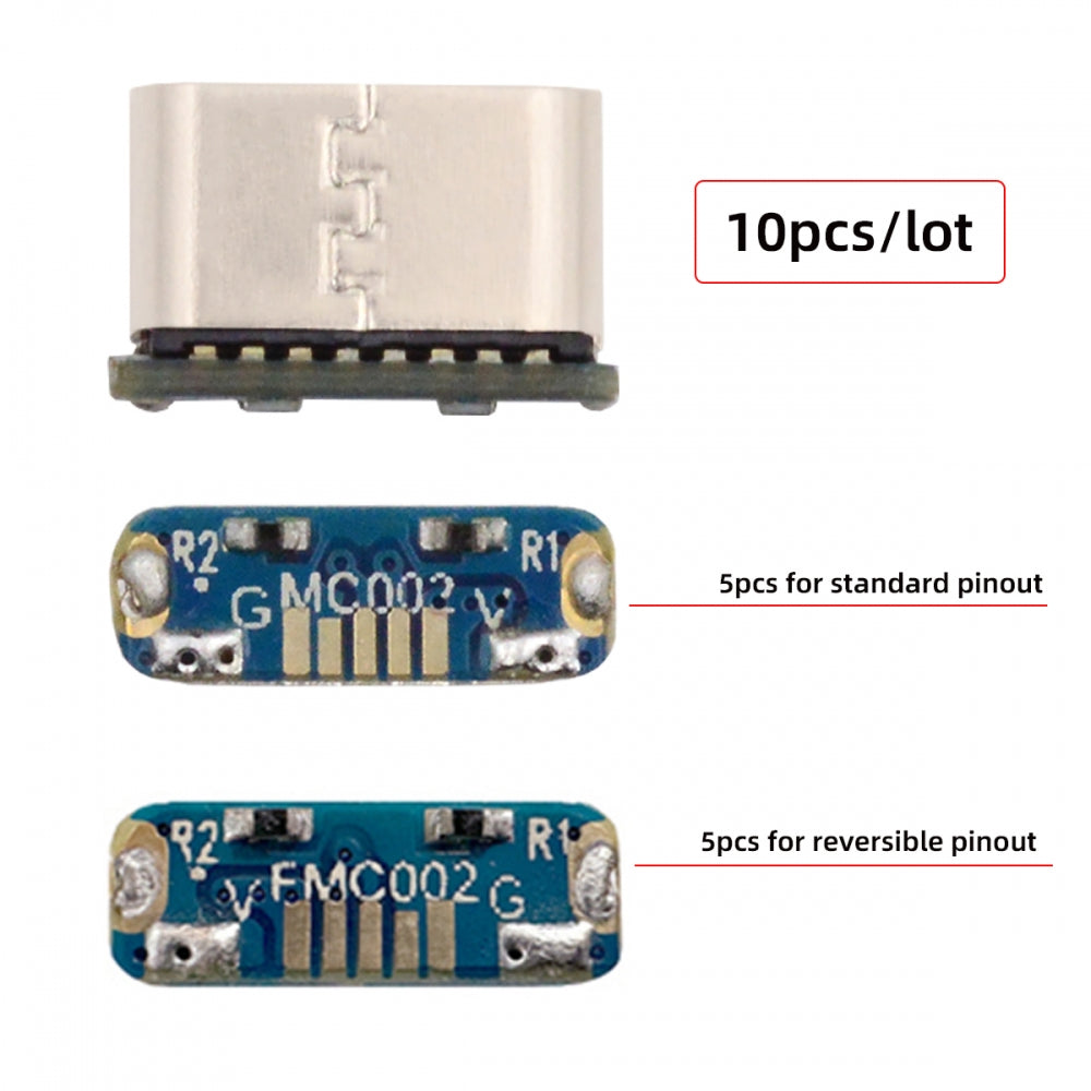 Chenyang 10pcs/lot DIY Solder Type-C Female Socket Connector Replace for Micro-USB 5Pin Female SMT Type DC 5V Power