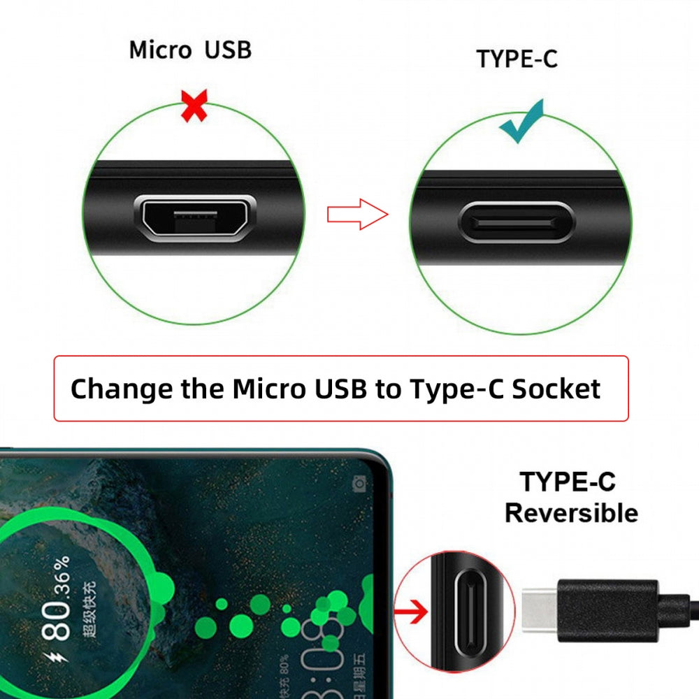 Chenyang 10pcs/lot DIY Solder Type-C Female Socket Connector Replace for Micro-USB 5Pin Female SMT Type DC 5V Power