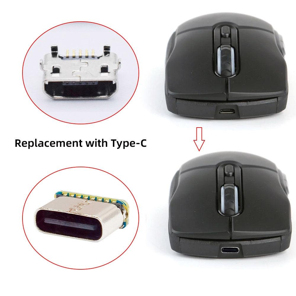 Chenyang 10pcs/lot DIY Solder Type-C Female Socket Connector Replace for Micro-USB 5Pin Female SMT Type DC 5V Power