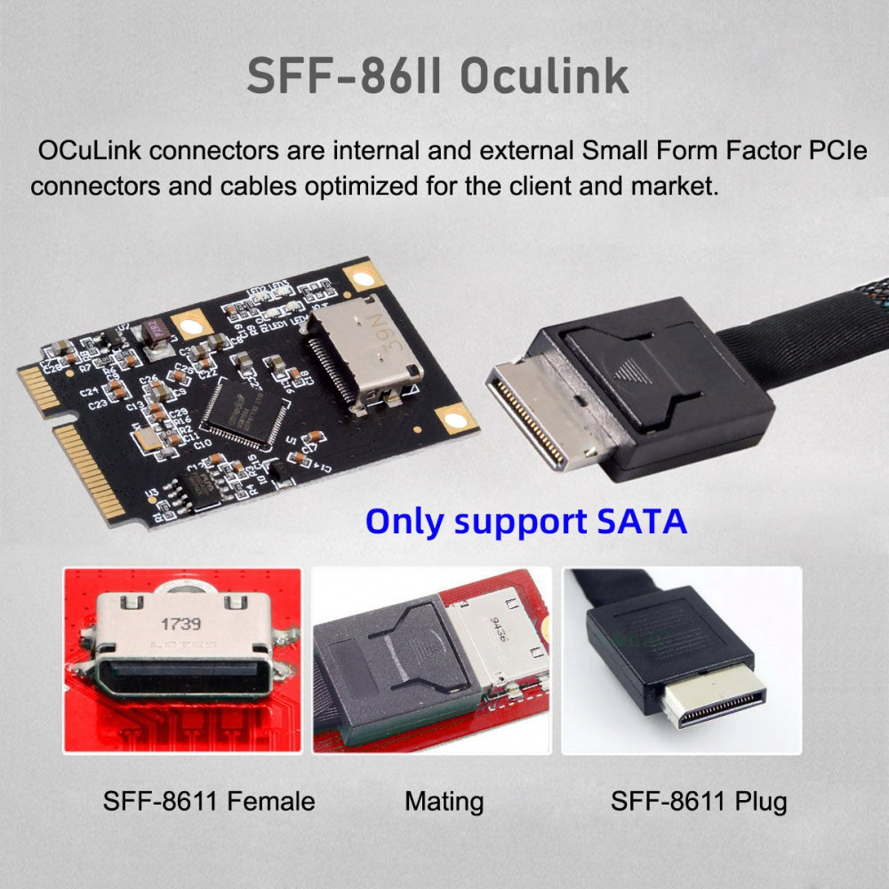 Chenyang Mini PCI-E PCI Express to Oculink SFF-8612 SFF-8611 SATA 3.0 Four Ports Adapter Converter 6Gbps Disk Extension Card for SSD