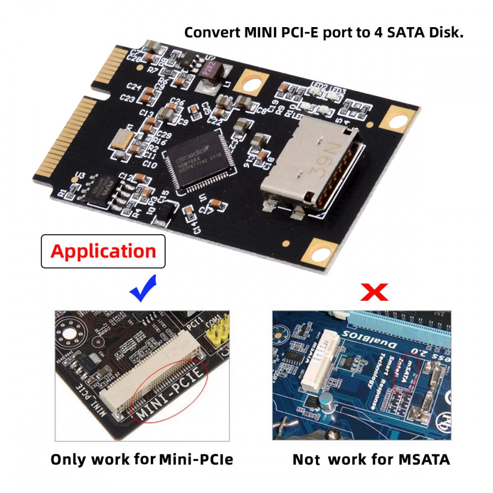 Chenyang Mini PCI-E PCI Express to Oculink SFF-8612 SFF-8611 SATA 3.0 Four Ports Adapter Converter 6Gbps Disk Extension Card for SSD