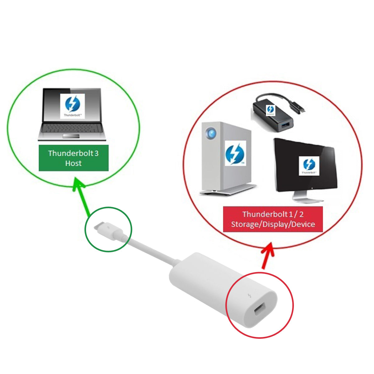 Chenyang 40Gbps USB-C Compatible with Thunderbolt 3 Port to Compatible with Thunderbolt 2 Adapter for 2016 Pro Display MC914 SSD Disk DP-018